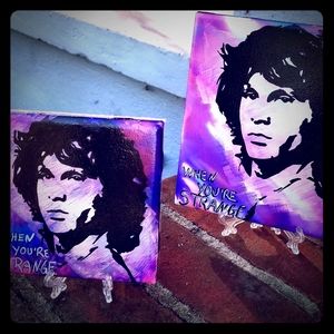 Handpainted Jim Morrison 2 Set Ceramic Coasters